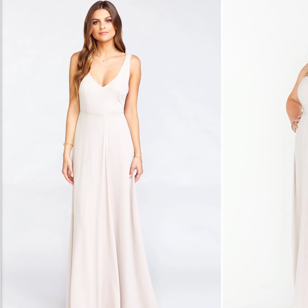 Show me your mumu bridesmaid dress, Jenn max, color is show me the ring crisp